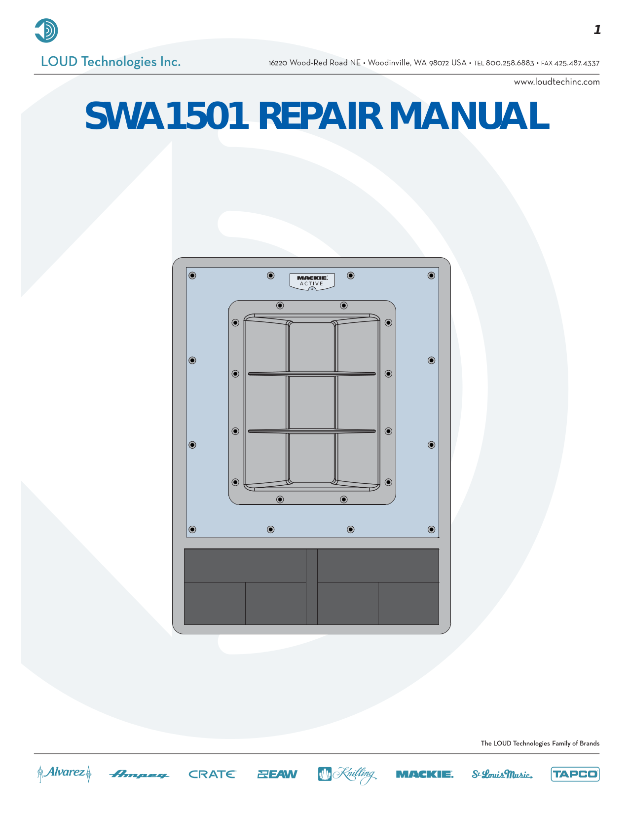 PDF manual for Mackie Subwoofer SWA1501